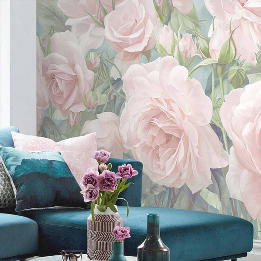 Wall murals Group of pink roses