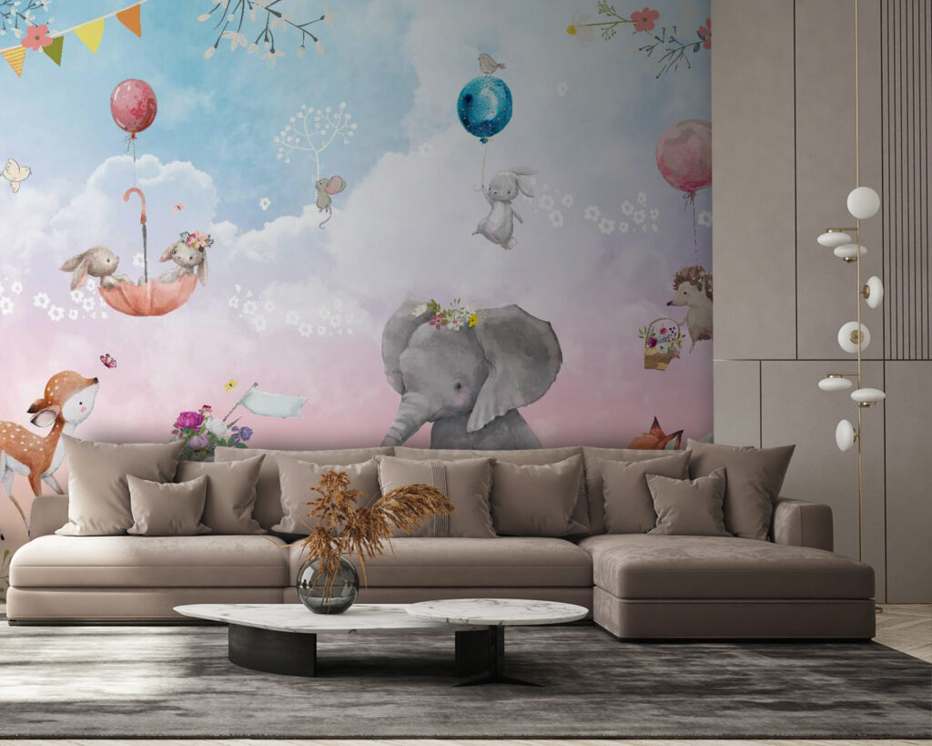 u59964pig58 1024x819 - Wall mural of animals and balloons - tegory
