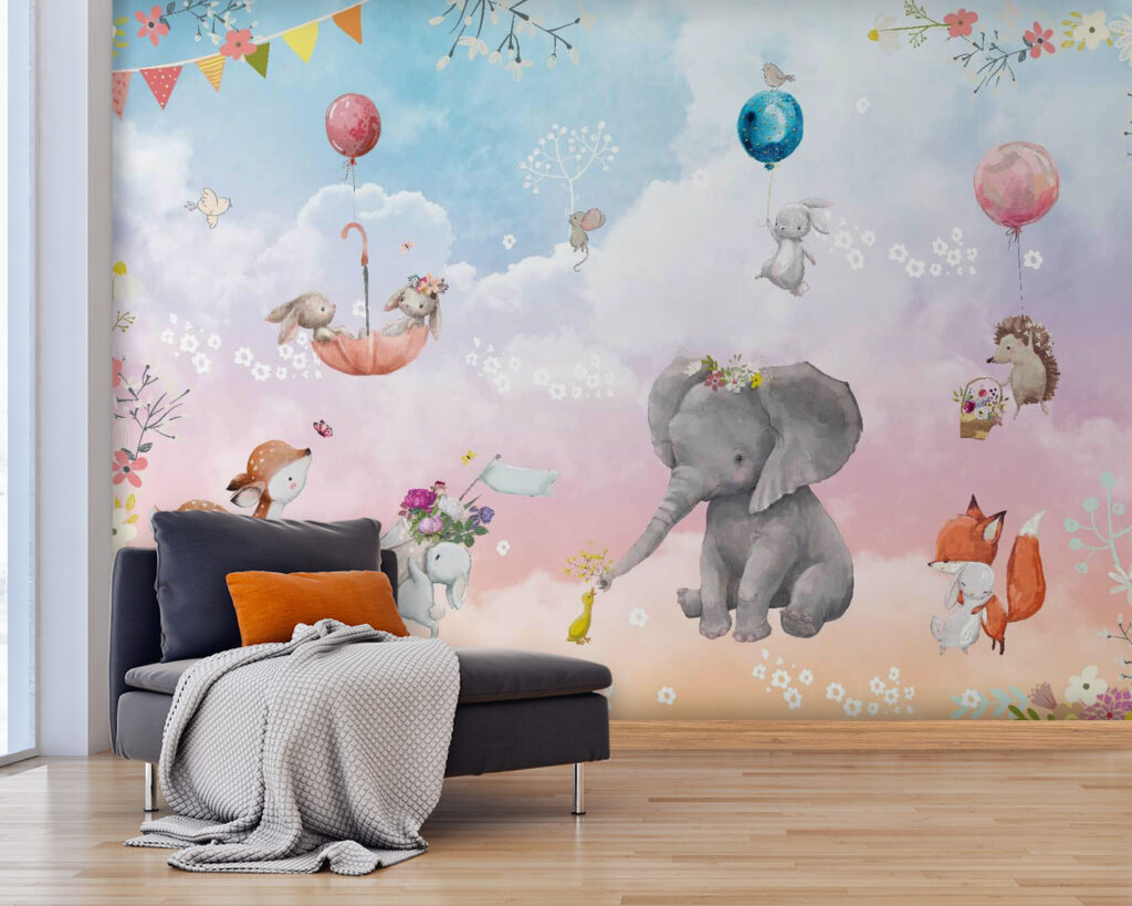 u59964pig25m 1024x819 - Wall mural of animals and balloons - tegory