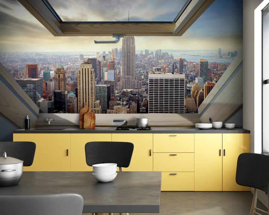 Wall murals Window with a view of a city - Image 3