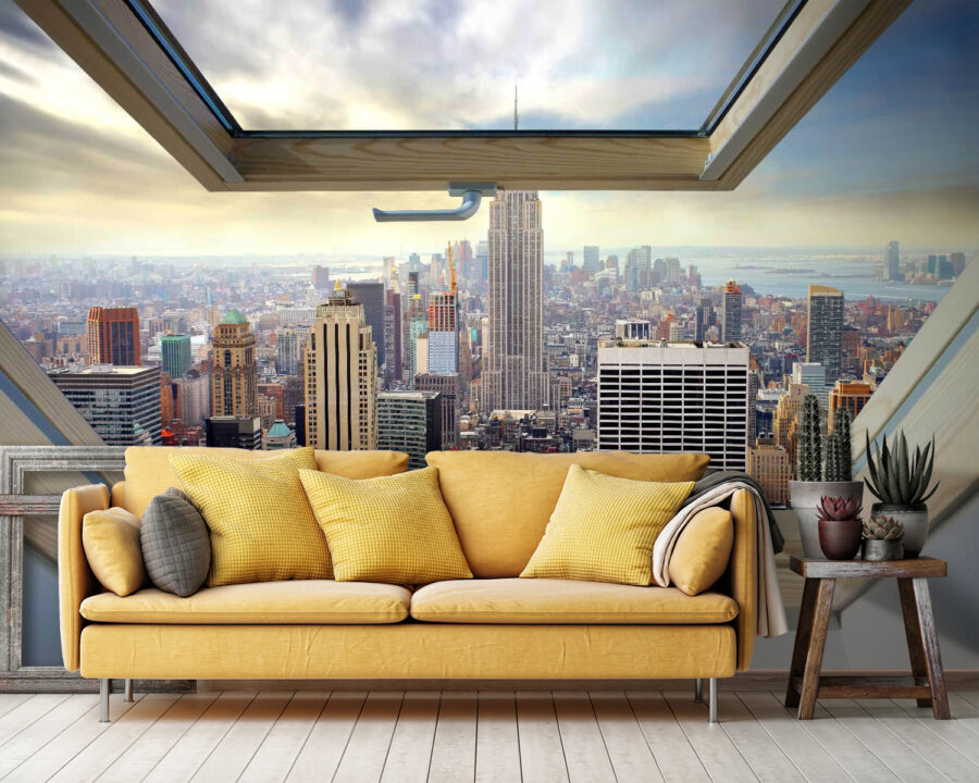 Wall murals Window with a view of a city - Image 2