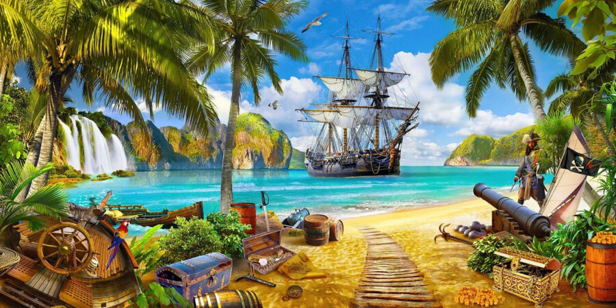 Pirate ship on a beach