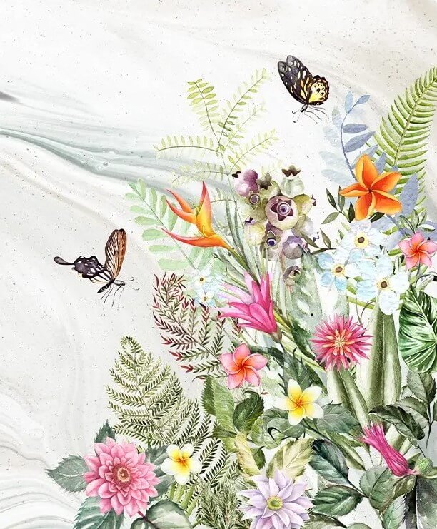 Painting of flowers and butterflies u59350p - Painting of flowers and butterflies - tegory