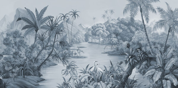 A river with zebras and mountains A river with zebras and mountains