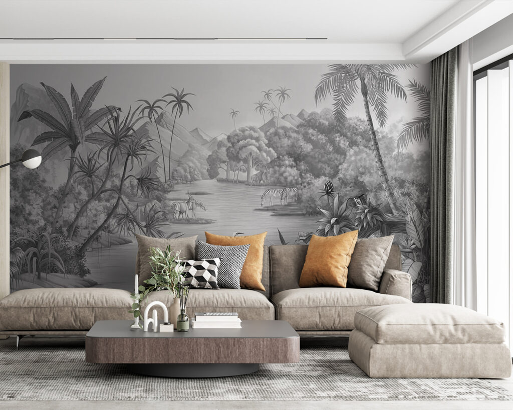 River with zebras and mountains