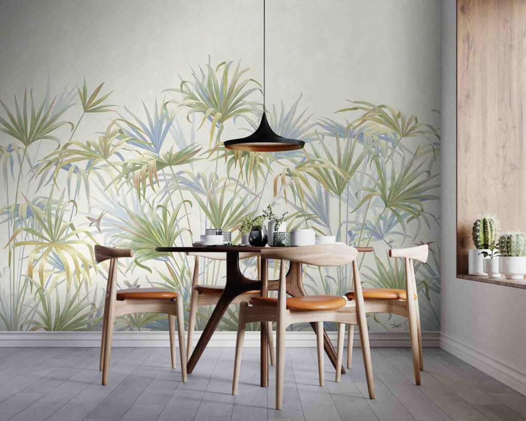 Lush greenery in soft pastel hues Lush greenery in soft pastel hues