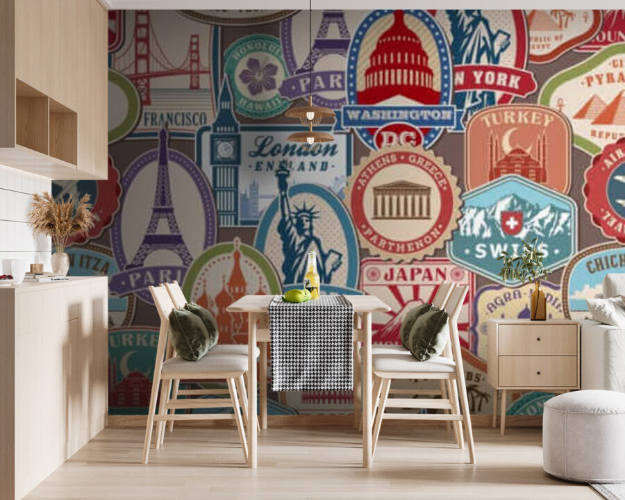 Wall murals Collection of different stickers