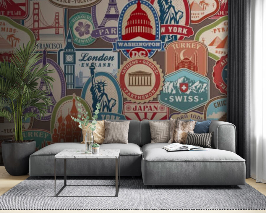 Wall murals Collection of different stickers - Image 2