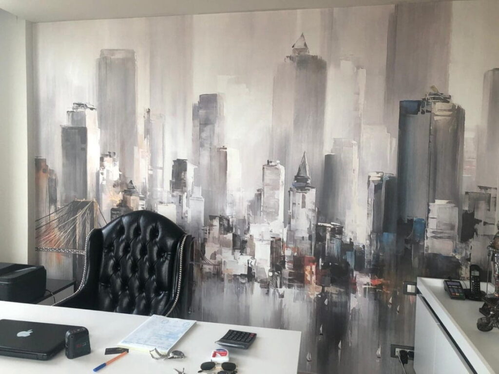 Painting of a city Painting of a city