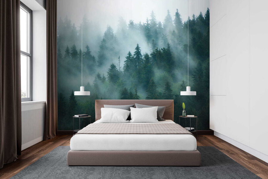 Wall murals Foggy forest with trees - Image 2