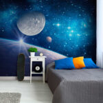 Wall murals Planet and moon in space