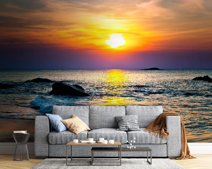 Wall murals Sunset over a beach