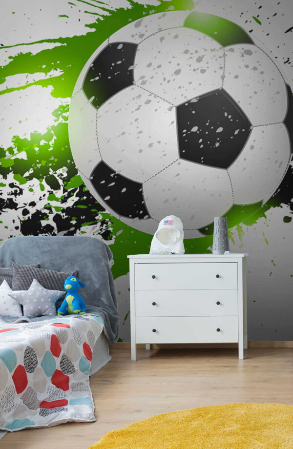 Football ball with splashes of paint
