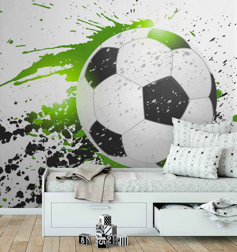 Football ball with splashes of paint