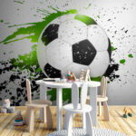 Wall murals Football ball with splashes of paint
