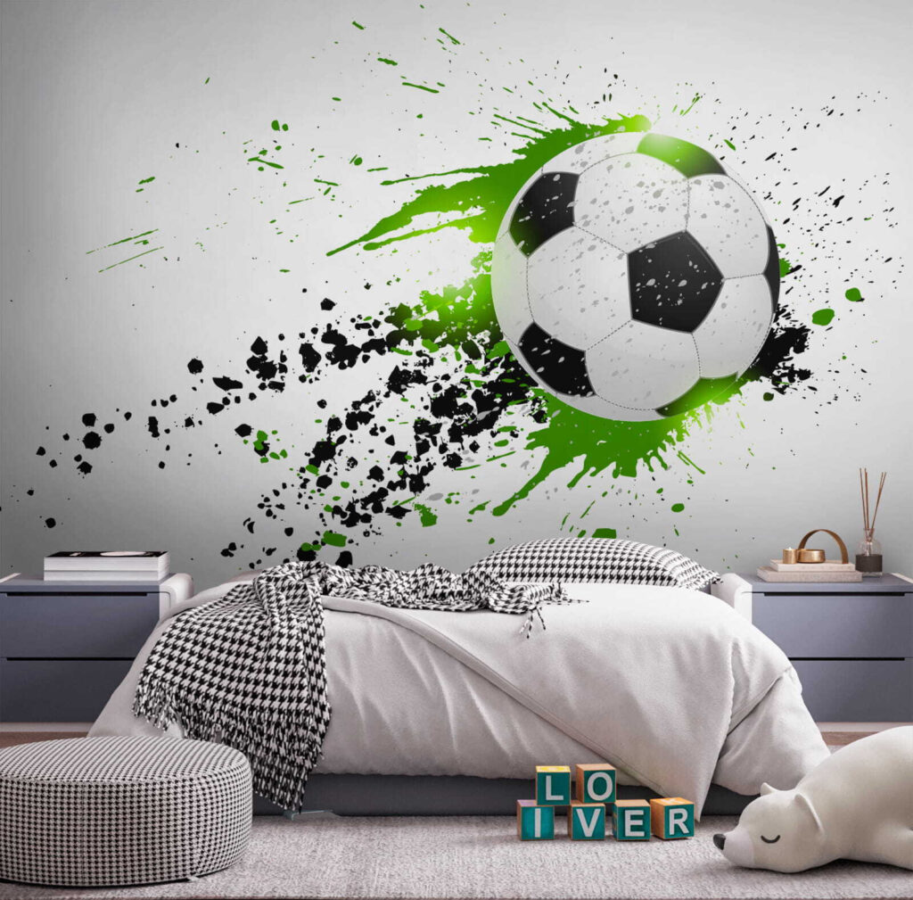Football ball with splashes of paint