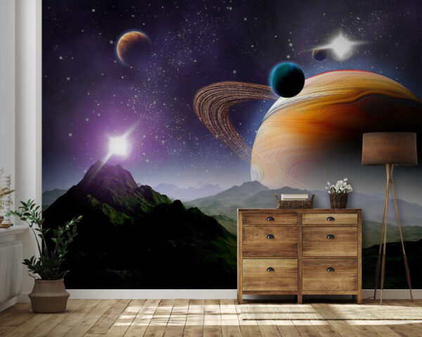 Planets and stars in space Planets and stars in space