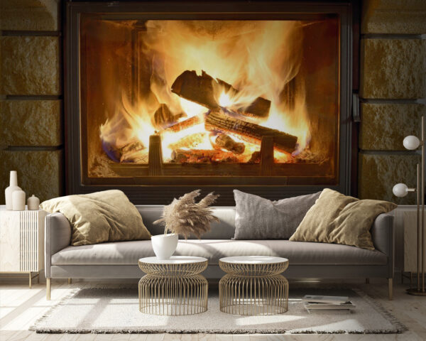 Fire in a fireplace Wall murals Fire in a fireplace