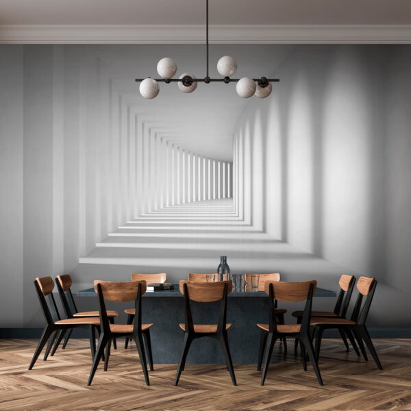 White room with columns and light