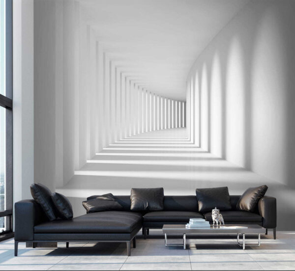 White room with columns and light