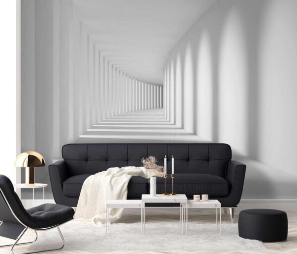 White room with columns and light