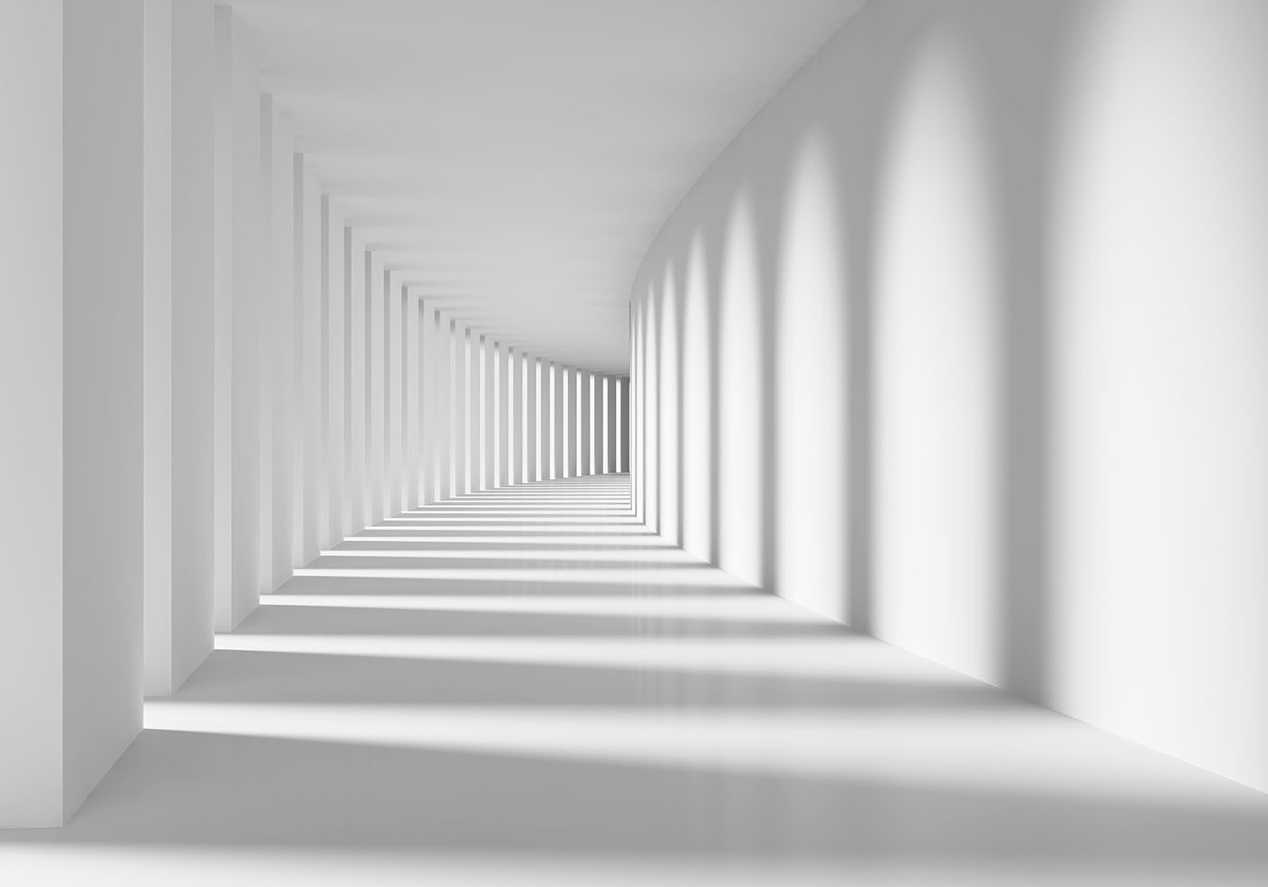 White room with columns and light