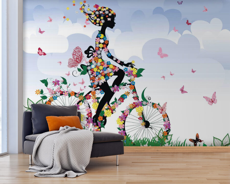 Woman riding a bicycle with flowers u55195pig25m 900x720 - Woman riding a bicycle with flowers - tegory