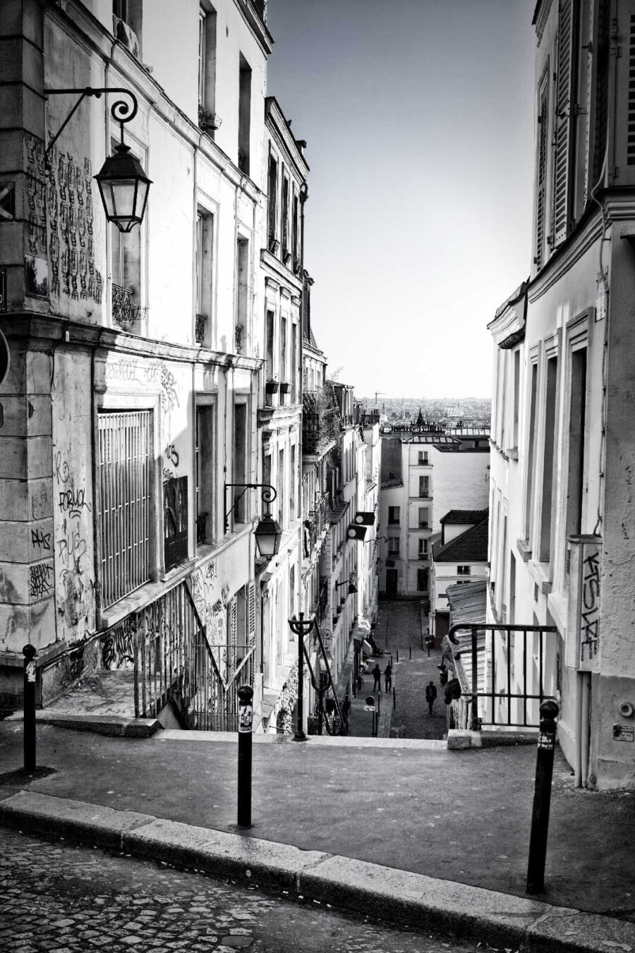 Street with buildings and a street light