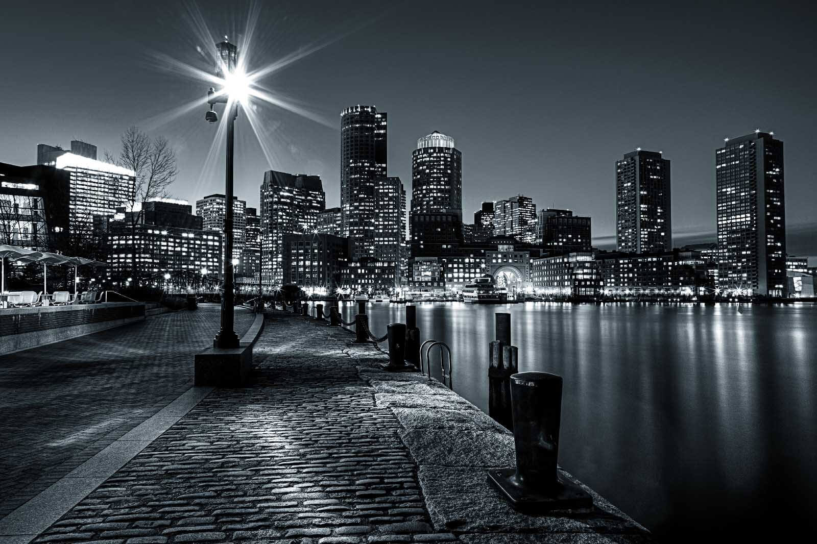 A city skyline with lights on the water u54150p - A city skyline with lights on the water - tegory