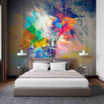 Wall murals Light bulb with colorful paint splatters