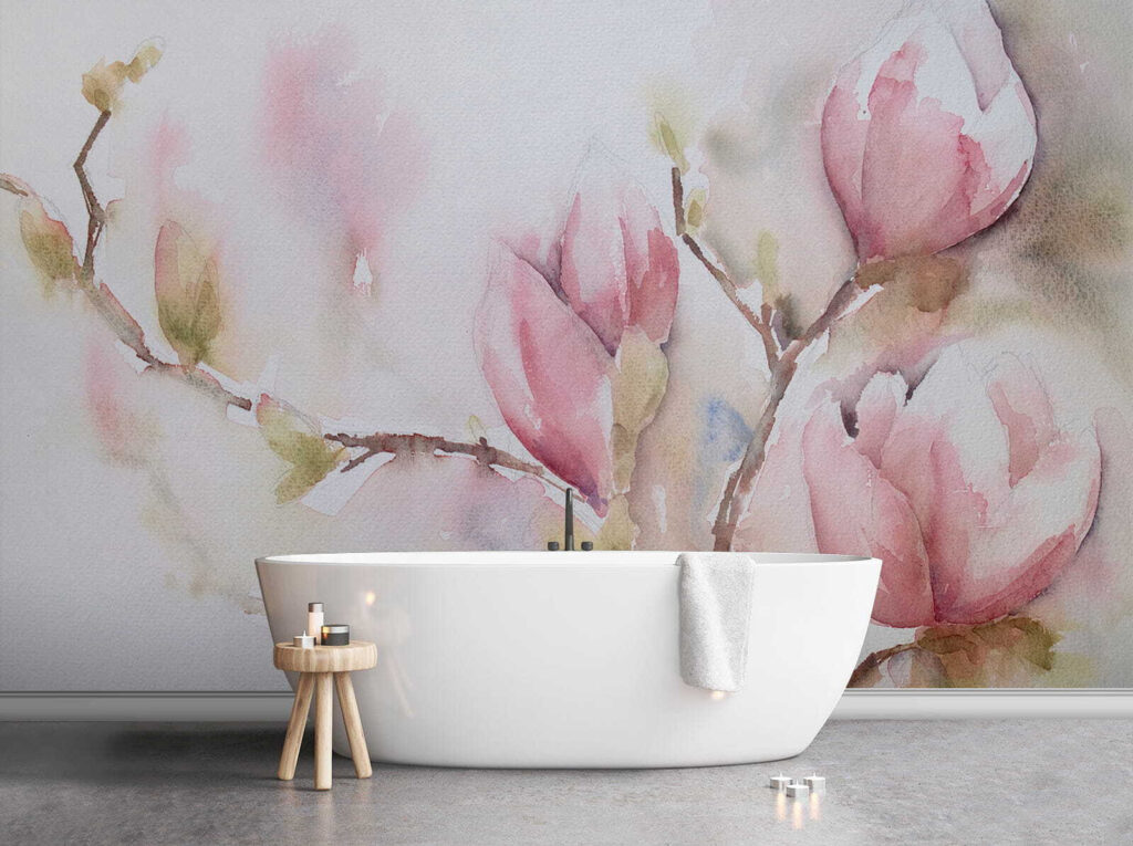 Watercolor painting of pink flowers Watercolor painting of pink flowers