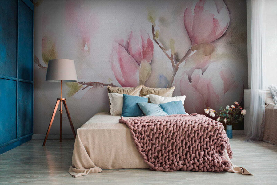 Watercolor painting of pink flowers