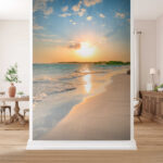 Wall murals Beach with waves and a sunset
