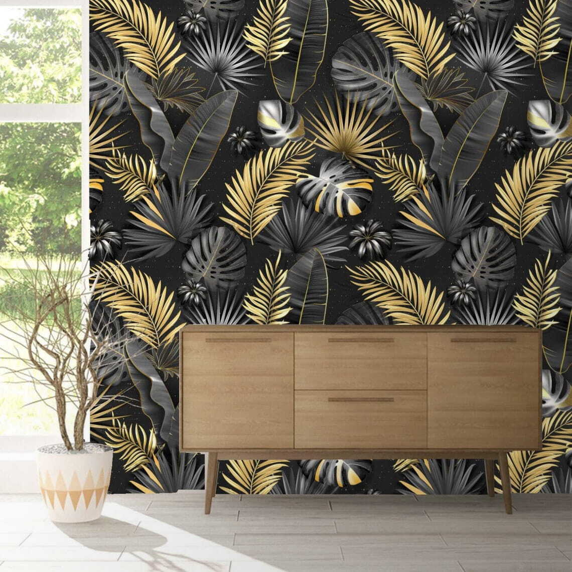 Elegant tropic leaves in monochrome Elegant tropic leaves in monochrome