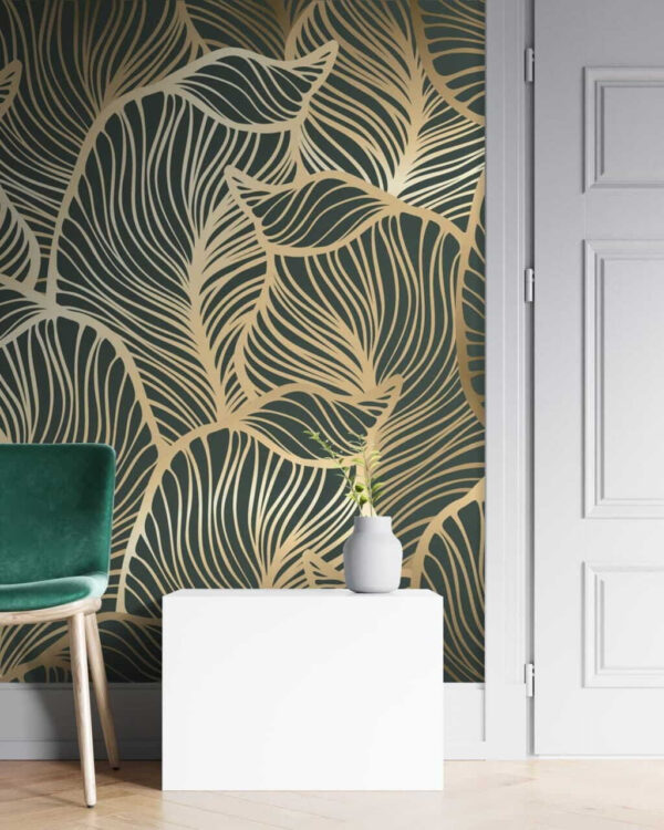 Pattern of leaves on a green background Pattern of leaves on a green background