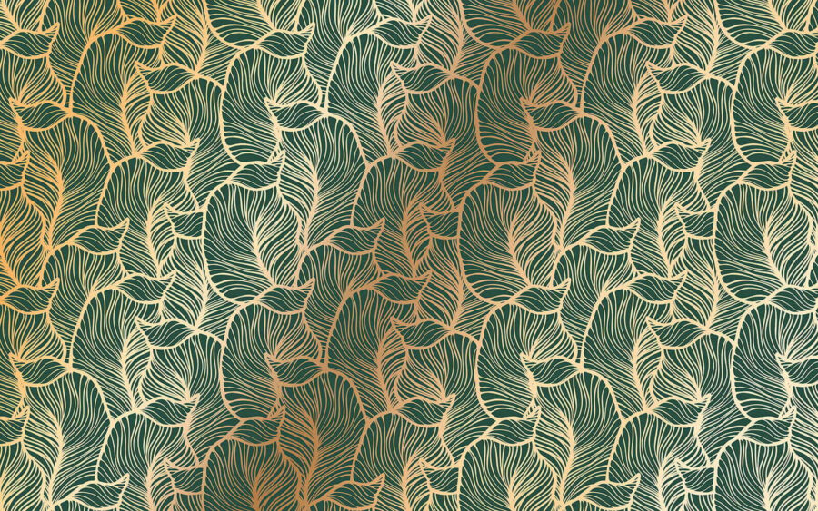 Wall murals Pattern of leaves on a green background - Image 3