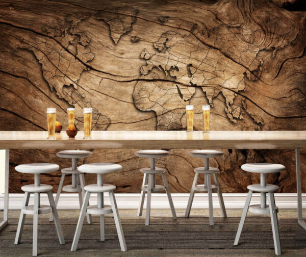 Map of the world on a piece of wood Map of the world on a piece of wood