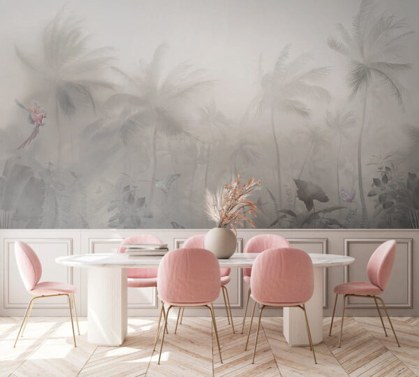 Foggy forest with palm trees and butterflies u53065pik1 600x540 - Foggy forest with palm trees and butterflies - tegory