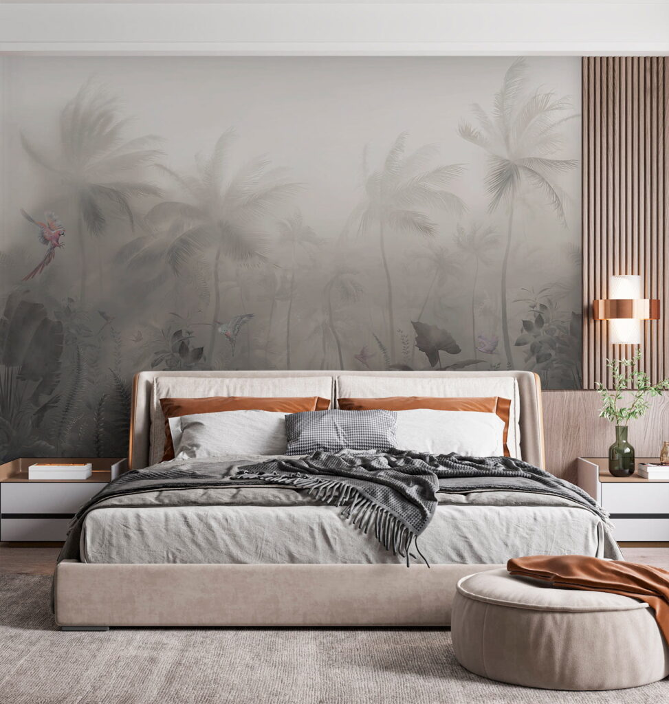 Foggy forest with palm trees and butterflies u53065pib1m 973x1024 - Foggy forest with palm trees and butterflies - tegory