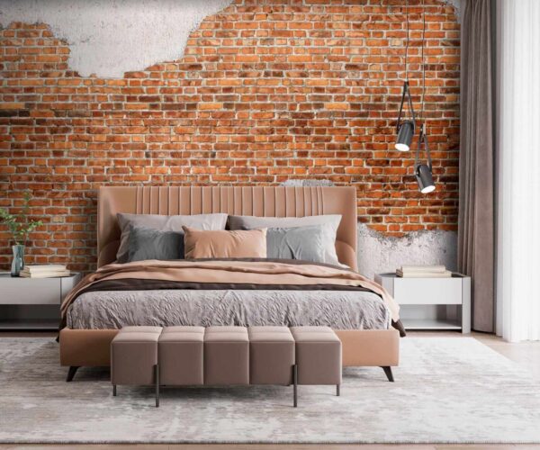Brick wall with a white layer Wall murals Brick wall with a white layer