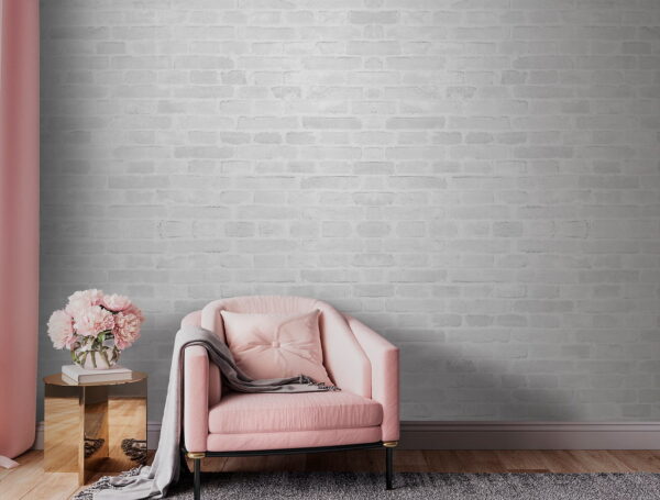 Wall murals Wall murals White brick wall with many rectangular bricks (SKU: u53030)