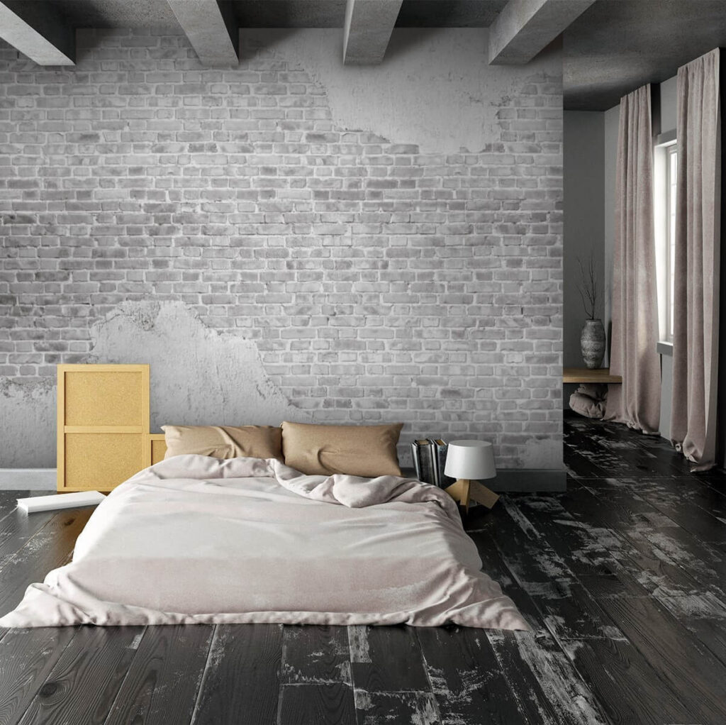 White brick wall with a white stain