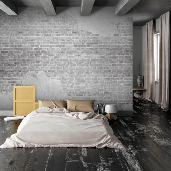 White brick wall with a white stain White brick wall with a white stain