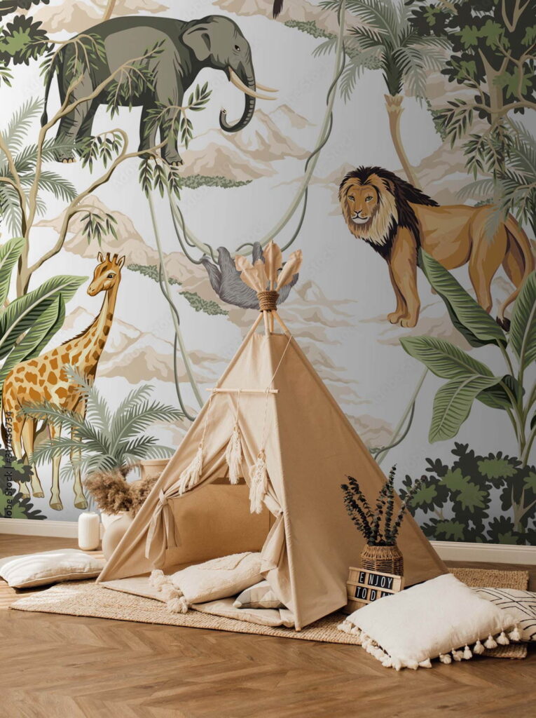 Wallpaper with animals and trees u51916pir2m 765x1024 - Wallpaper with animals and trees - tegory
