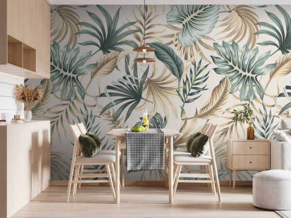 Pattern of leaves on a white background