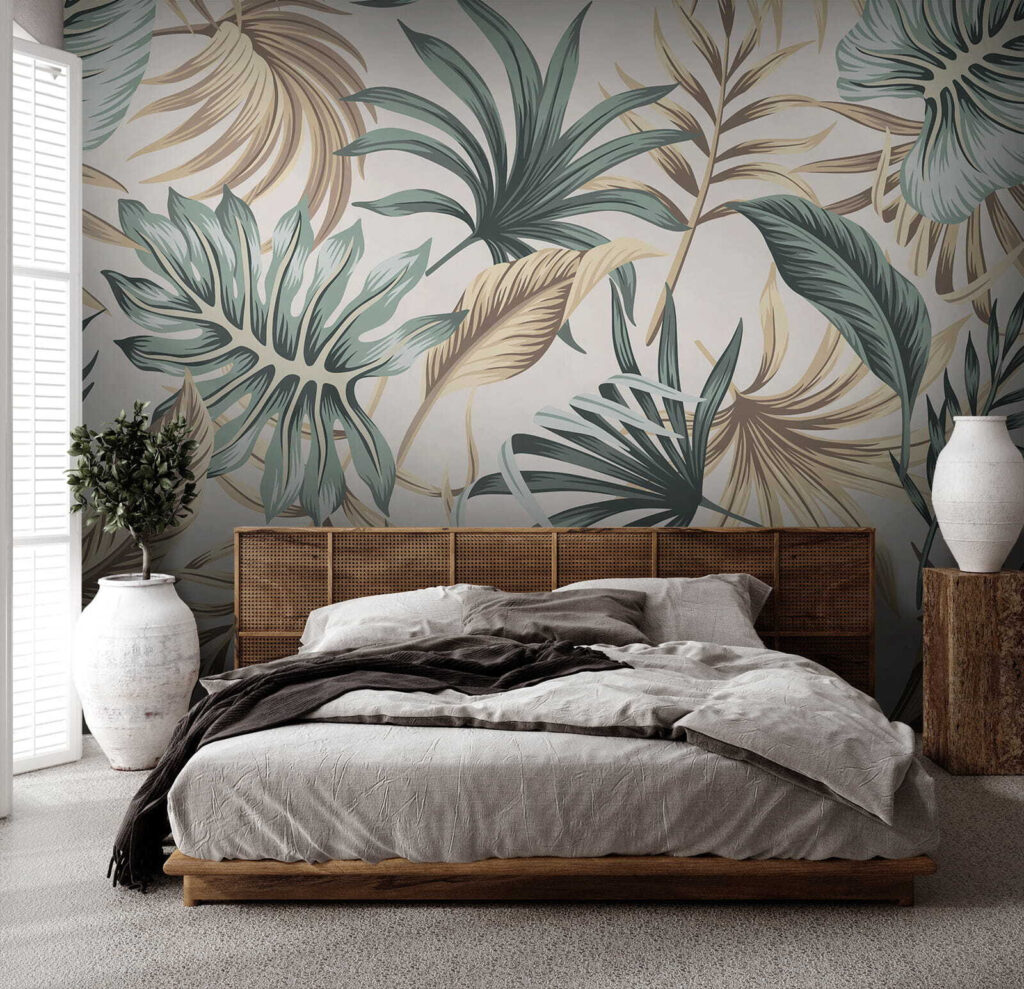 Pattern of leaves on a white background