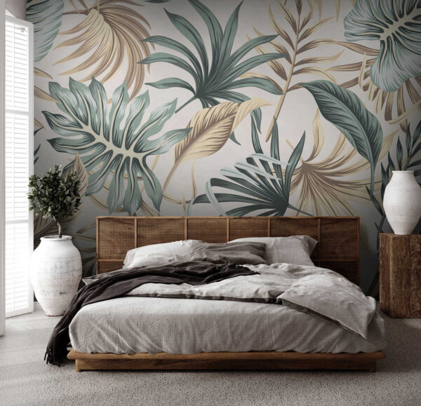 Pattern of leaves on a white background