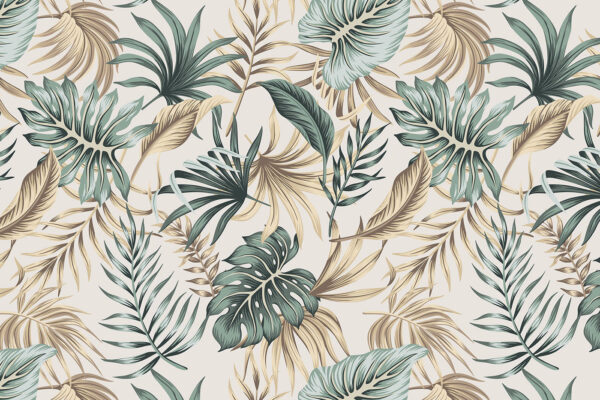 Pattern of leaves on a white background