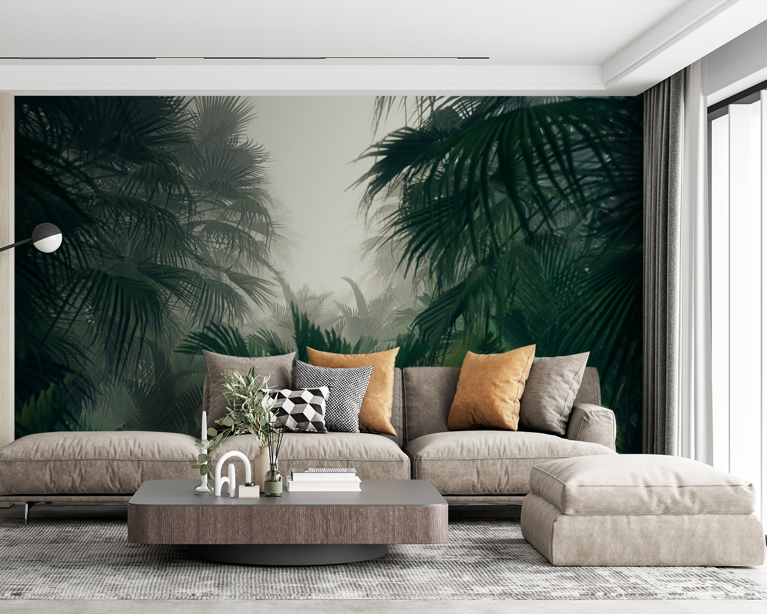 u51866pig63m - Group of palm trees in a foggy forest - tegory