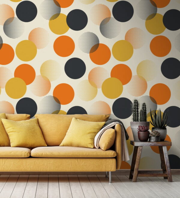 Pattern of orange and black circles Pattern of orange and black circles